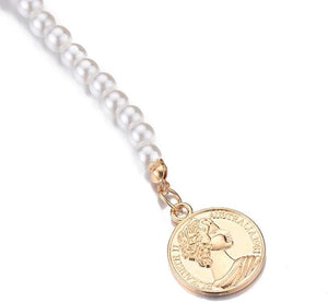 Lariat Necklace for Women Dainty Gold Pearl Necklaces Simple Minimalist Charm Jewelry for Women Gift