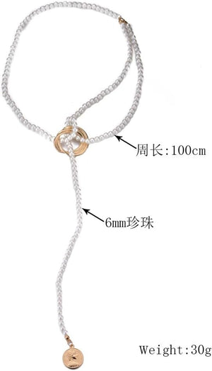 Lariat Necklace for Women Dainty Gold Pearl Necklaces Simple Minimalist Charm Jewelry for Women Gift