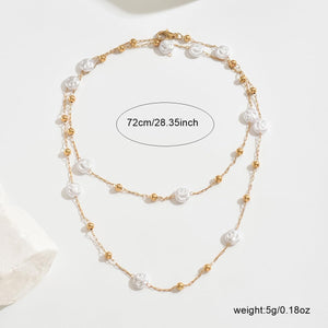 Lariat Necklace for Women Dainty Gold Pearl Necklaces Simple Minimalist Charm Jewelry for Women Gift