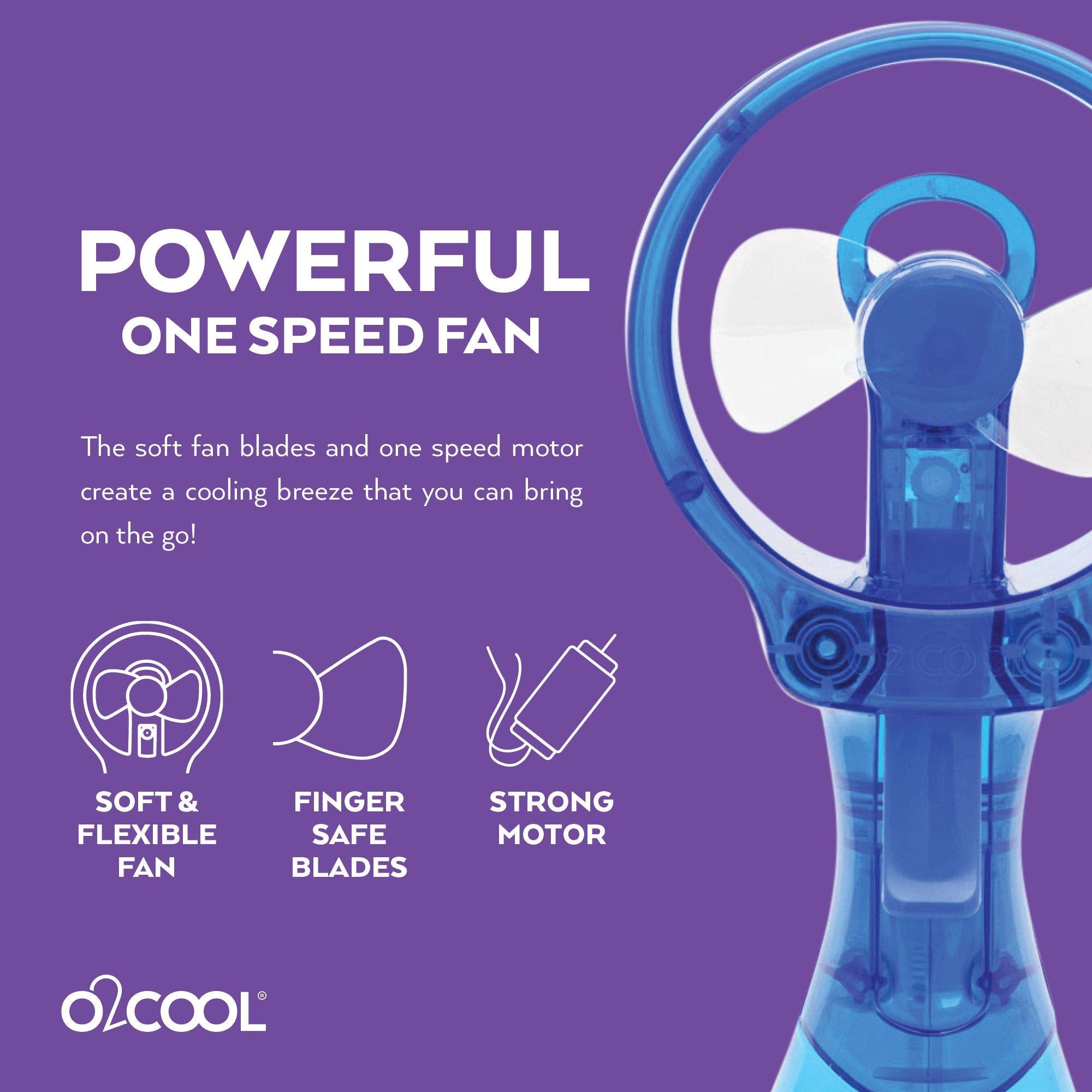 O2COOL Deluxe Handheld Battery Powered Water Misting Fan (Dark Blue) 2 Pack