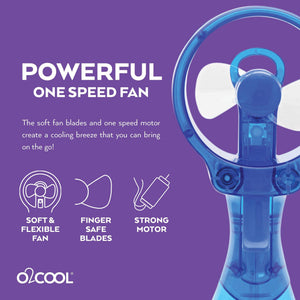O2COOL Deluxe Handheld Battery Powered Water Misting Fan (Dark Blue) 2 Pack