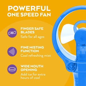 O2COOL Deluxe Handheld Battery Powered Water Misting Fan (Dark Blue) 2 Pack