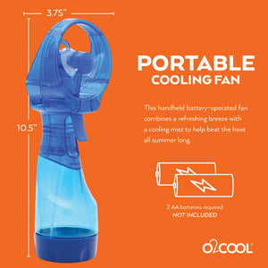 O2COOL Deluxe Handheld Battery Powered Water Misting Fan (Dark Blue) 2 Pack