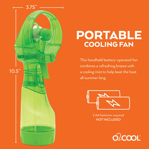 O2COOL Deluxe Handheld Battery Powered Water Misting Fan (Dark Blue) 2 Pack