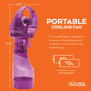 O2COOL Deluxe Handheld Battery Powered Water Misting Fan (Dark Blue) 2 Pack