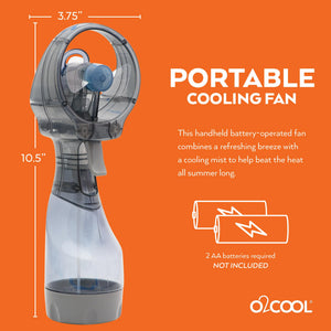 O2COOL Deluxe Handheld Battery Powered Water Misting Fan (Dark Blue) 2 Pack