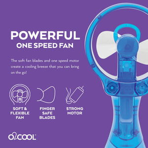 O2COOL Deluxe Handheld Battery Powered Water Misting Fan (Dark Blue) 2 Pack