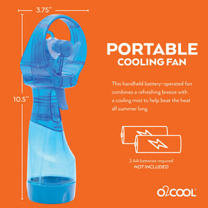 O2COOL Deluxe Handheld Battery Powered Water Misting Fan (Dark Blue) 2 Pack