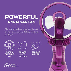 O2COOL Deluxe Handheld Battery Powered Water Misting Fan (Dark Blue) 2 Pack