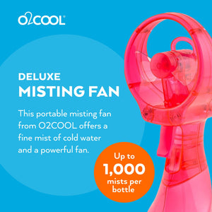 O2COOL Deluxe Handheld Battery Powered Water Misting Fan (Dark Blue) 2 Pack