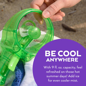 O2COOL Deluxe Handheld Battery Powered Water Misting Fan (Dark Blue) 2 Pack