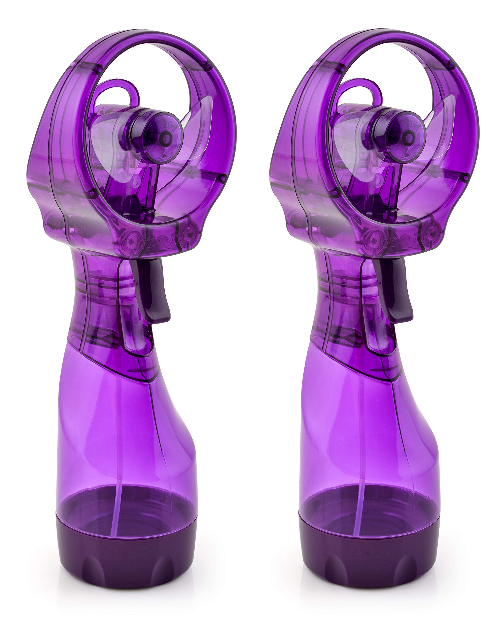 O2COOL Deluxe Handheld Battery Powered Water Misting Fan (Dark Blue) 2 Pack