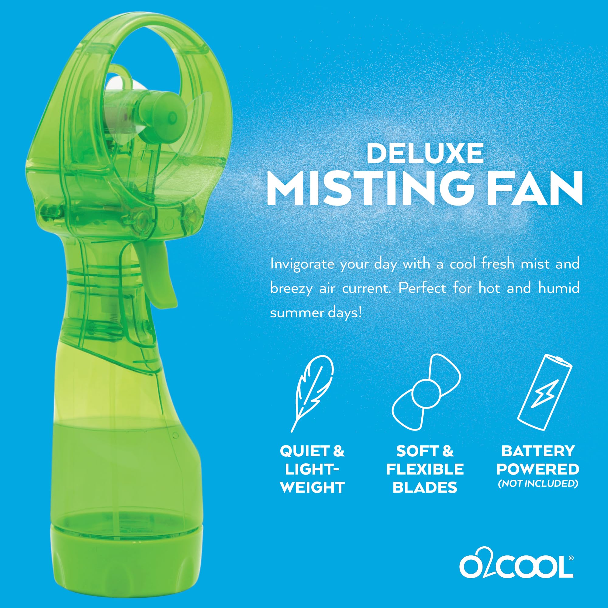 O2COOL Deluxe Handheld Battery Powered Water Misting Fan (Dark Blue) 2 Pack
