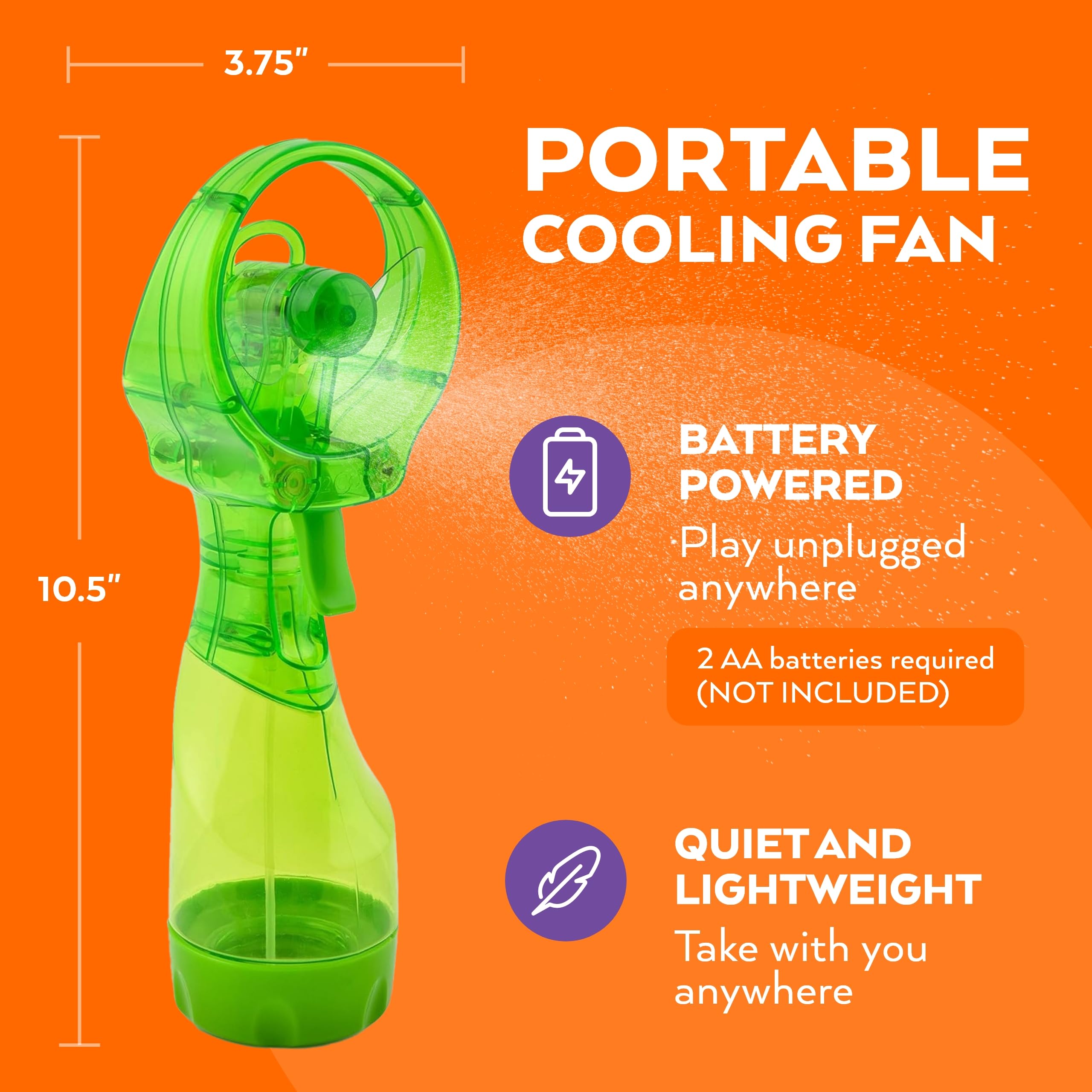 O2COOL Deluxe Handheld Battery Powered Water Misting Fan (Dark Blue) 2 Pack