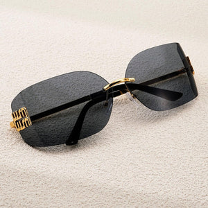 Fashion Rimless Square Sunglasses for Women Men Oversized Trendy Wrap Around Big Frame Sun Glasses