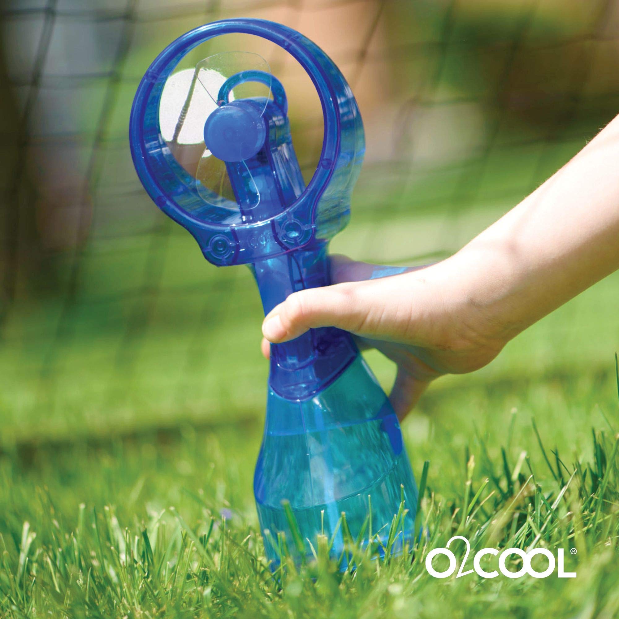 O2COOL Deluxe Handheld Battery Powered Water Misting Fan (Dark Blue) 2 Pack