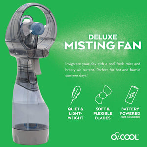 O2COOL Deluxe Handheld Battery Powered Water Misting Fan (Dark Blue) 2 Pack