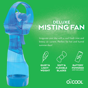 O2COOL Deluxe Handheld Battery Powered Water Misting Fan (Dark Blue) 2 Pack
