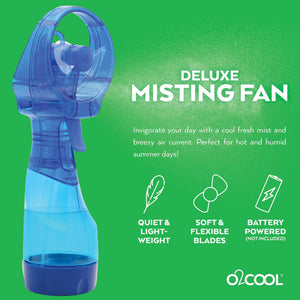 O2COOL Deluxe Handheld Battery Powered Water Misting Fan (Dark Blue) 2 Pack