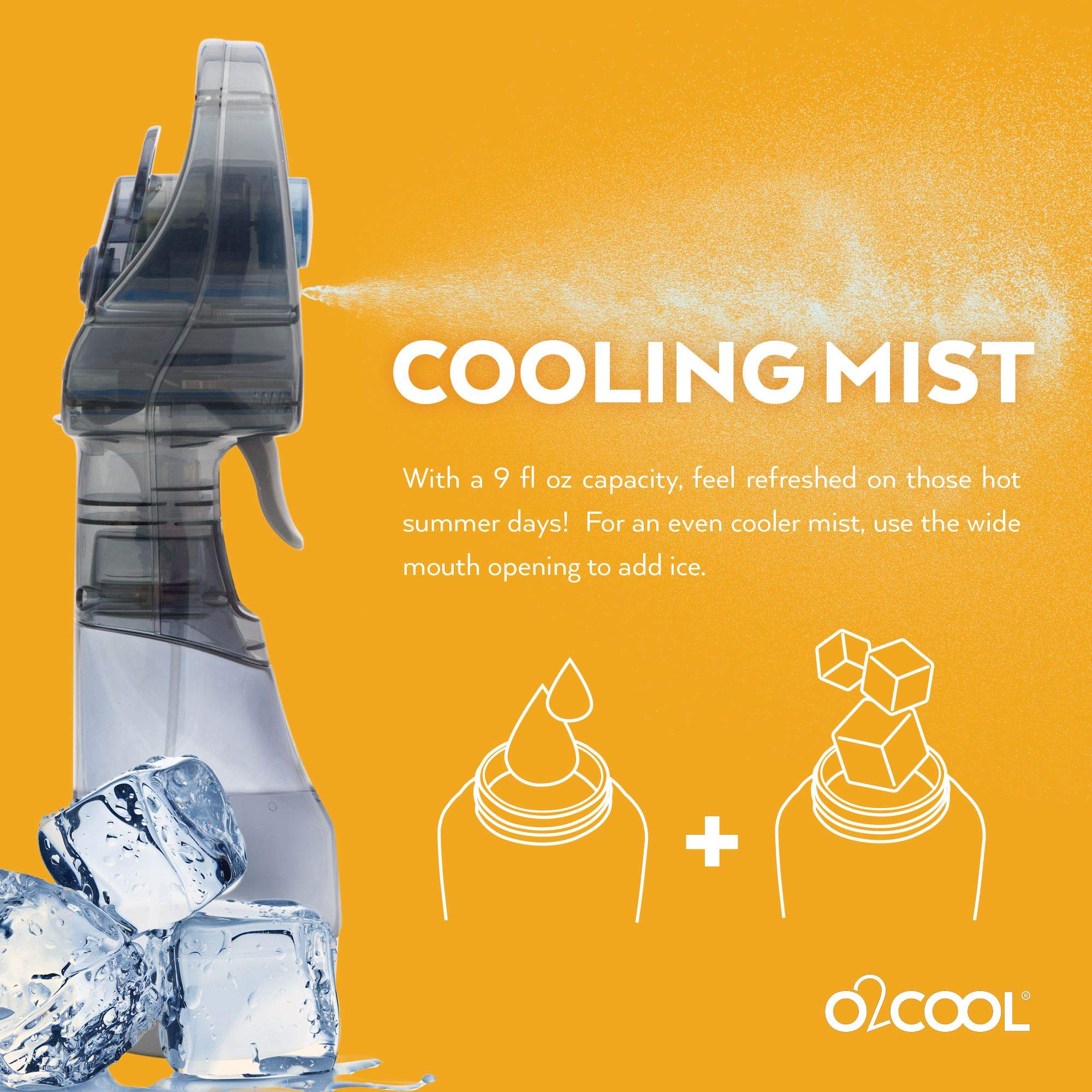 O2COOL Deluxe Handheld Battery Powered Water Misting Fan (Dark Blue) 2 Pack