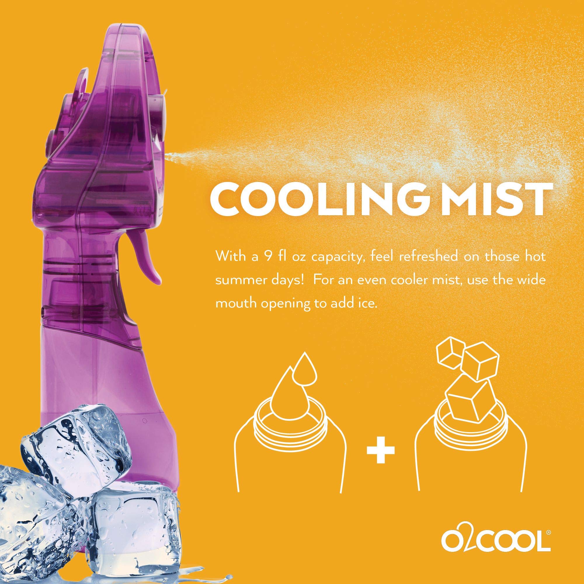 O2COOL Deluxe Handheld Battery Powered Water Misting Fan (Dark Blue) 2 Pack