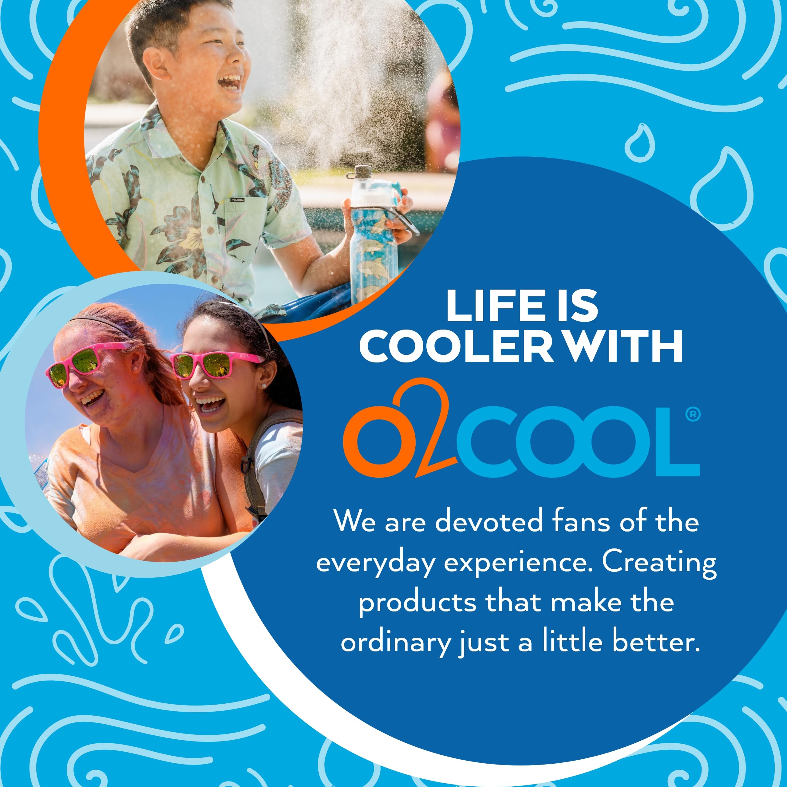 O2COOL Deluxe Handheld Battery Powered Water Misting Fan (Dark Blue) 2 Pack