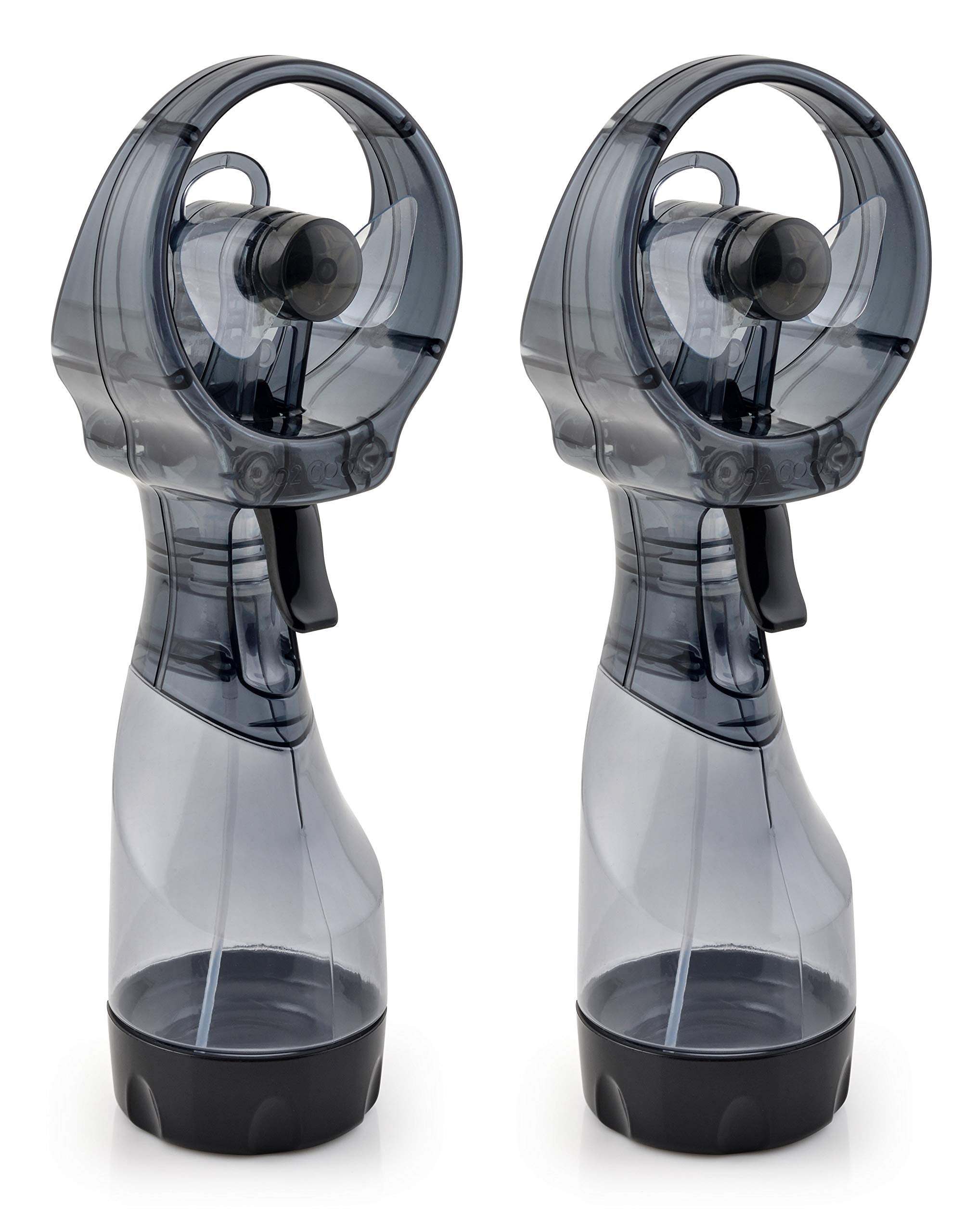 O2COOL Deluxe Handheld Battery Powered Water Misting Fan (Dark Blue) 2 Pack