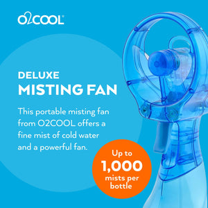 O2COOL Deluxe Handheld Battery Powered Water Misting Fan (Dark Blue) 2 Pack