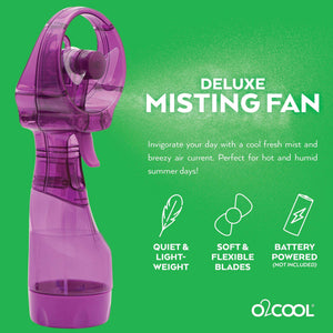O2COOL Deluxe Handheld Battery Powered Water Misting Fan (Dark Blue) 2 Pack