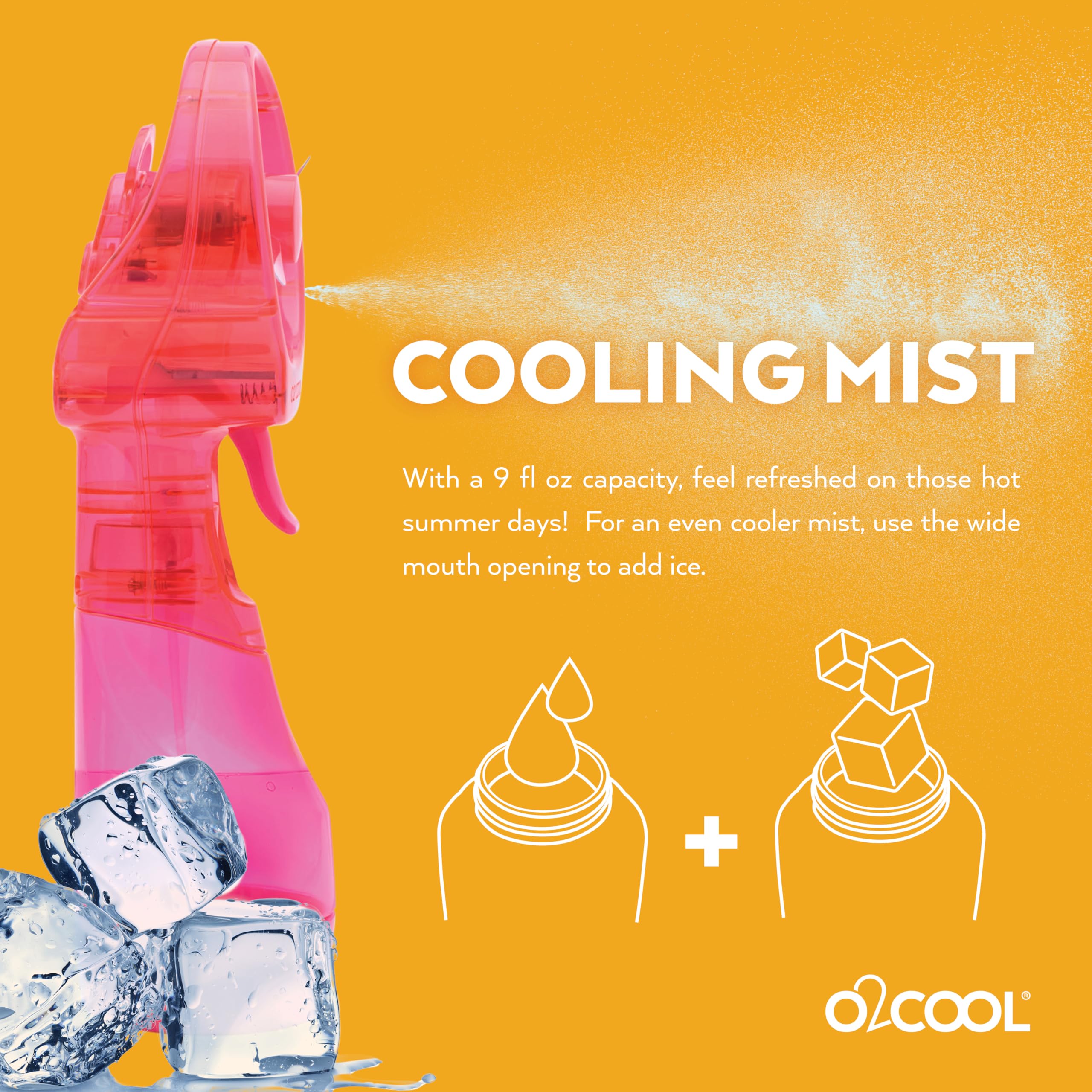 O2COOL Deluxe Handheld Battery Powered Water Misting Fan (Dark Blue) 2 Pack